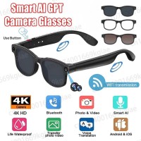 4K HD AI Smart Glasses Chat GPT Video Record Bluetooth Call 260Mah Battery Voice Control Hands-Free for Travel Meeting Class New Adjustable Titanium Wearable With 3 Lens [en-gb]