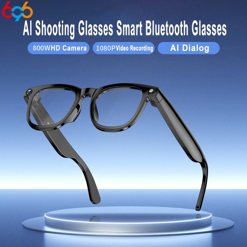 AI Smart Glasses 800W HD Camera Sunglasses Men Women Anti Blue Light The Map Translation Video Call Take Photos UV Protection Wearable Mj [en-gb]