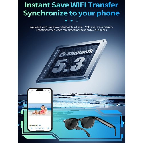800W Smart AI Glasses Ultra Clear Camera Shootingand Recording Touch Sport Smart Sunglasses Bluetooth Call Video Music Player Phone Wearable Gradient Lenses [en-gb]