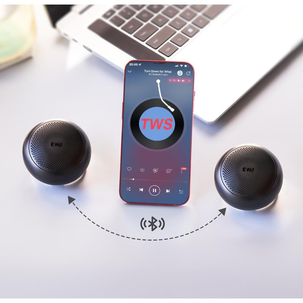 EWA A110Mini TWS Wireless Bluetooth Speakers Portable Built in Battery Loud Sound Strong Bass Metal For Meditation Speaker