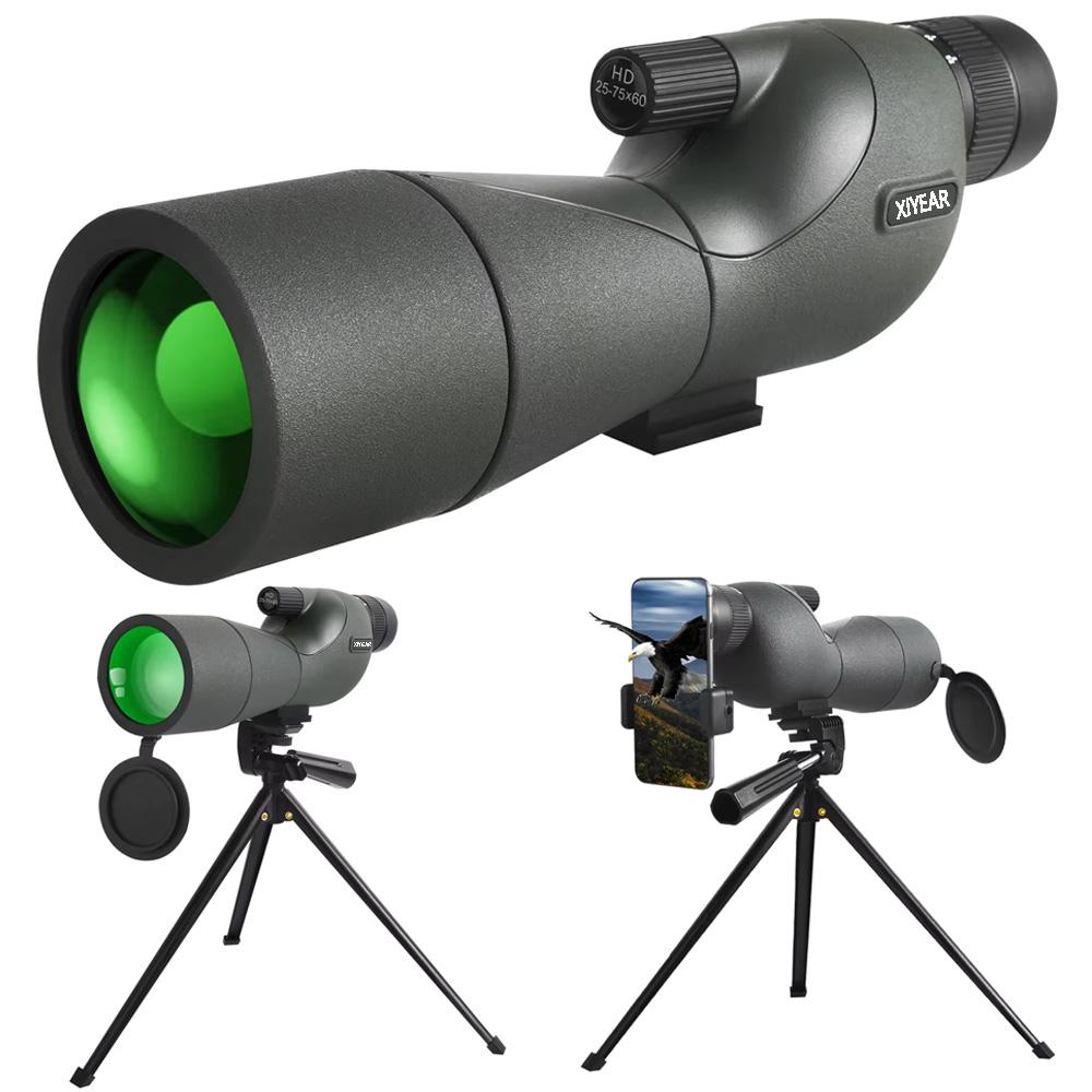 25-75x60 Telescope Spotting Scope Powerful Zoom Monocular FMC BAK4 Waterproof For Bird Watching Target Shotting With Tripod