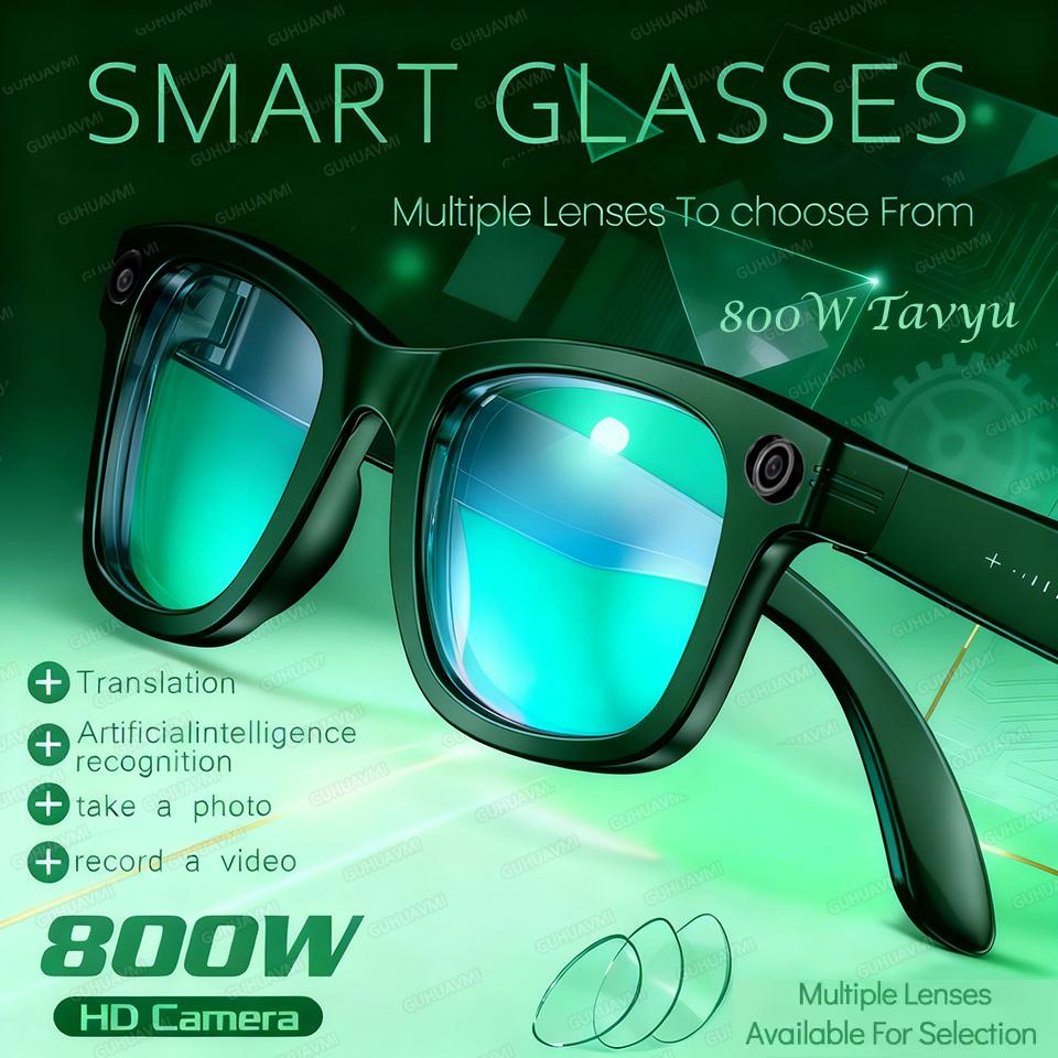 800W Pixels AI Smart Glasses with Camera Sunglasses Video Recorder Take a photo Translation HD Call Anti blue Glasses Man Women