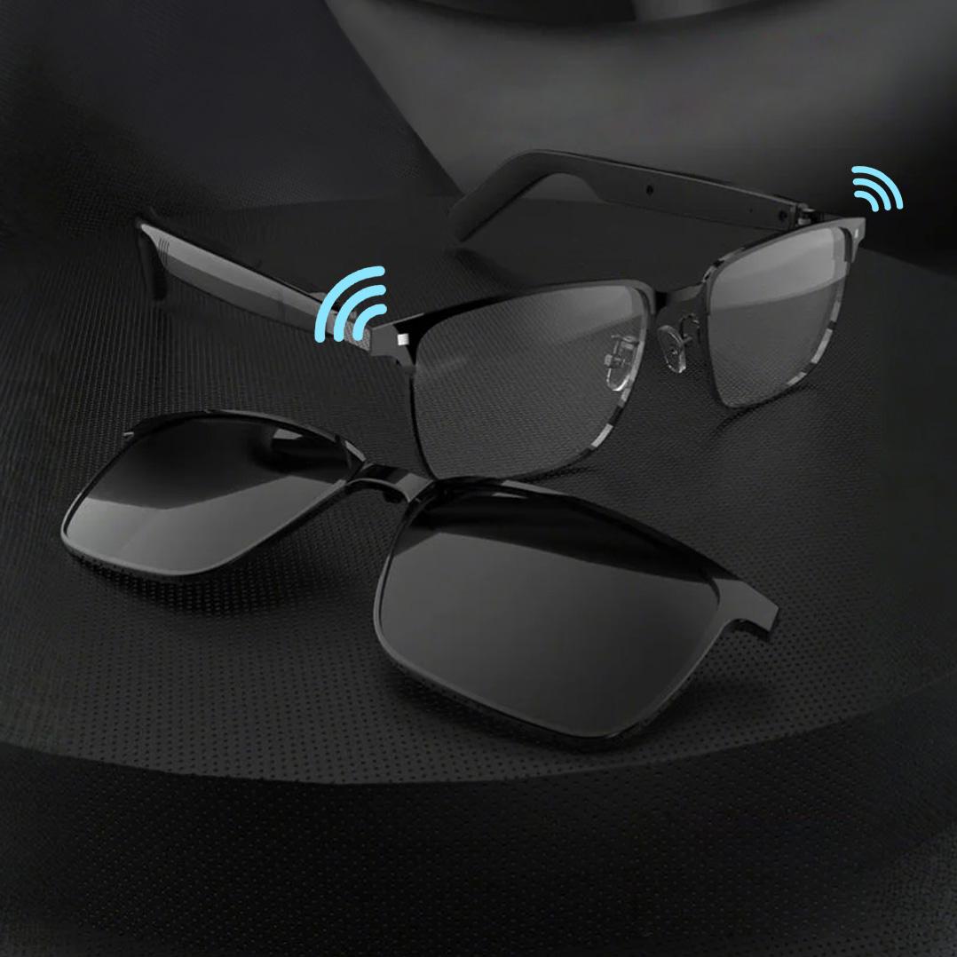 Wireless Smart Glasses with Wireless, Blue Light Filter, Built-in Speaker Stylish Black Frame, Music Playback and Calls