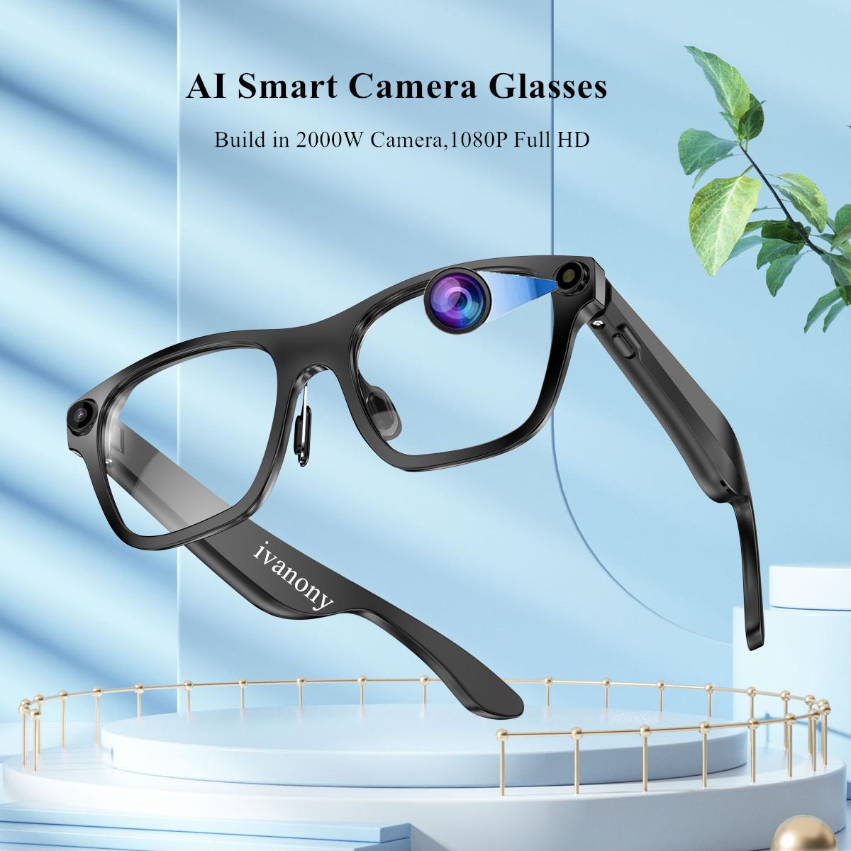 AI Smart Camera Glasses 2000W Camera Bluetooth Call WIFI Transfer 1080P Full HD Video Recording Shooting Video Smart Eyeglasses