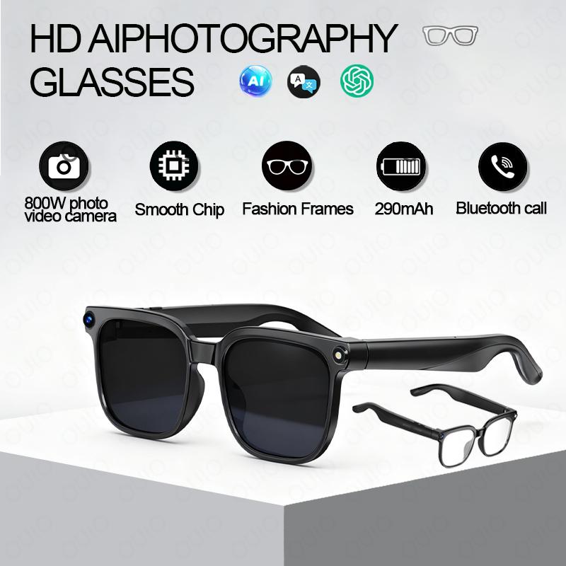 2025 New AI Smart 800W Camera Smart Glasses Remote Photography HD Video Bluetooth Call 290mah Directional Sound Smart Glasses