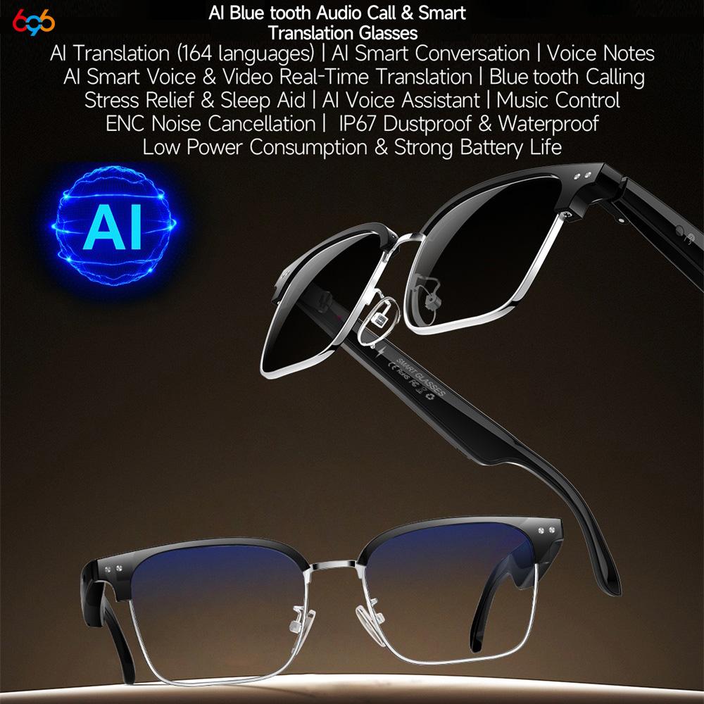 2025 Newest Waterproof AI Blue Tooth Audio Call Smart Glasses Intelligent Dialogue Video Translation Voice Assistant Sunglasses