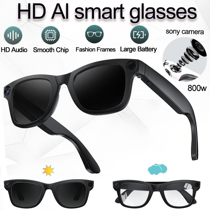 2025 New Smart Glasses Bluetooth Call AI Voice Men Women UV Protective Long Battery Life Music Touch Sound Record Smart Glasses