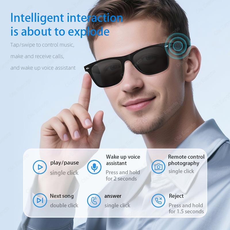 New Magnetic Smart Glasses Anti-Blue Light UV400 Polarized Sunglass Music Camera Voice Assistant Outdoor Sports Smart Sunglasses