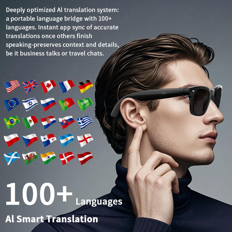 New AI Photography Video Smart Glasses Intelligent Interactive Translation Smart Sunglasses For Google Glasses with camera men