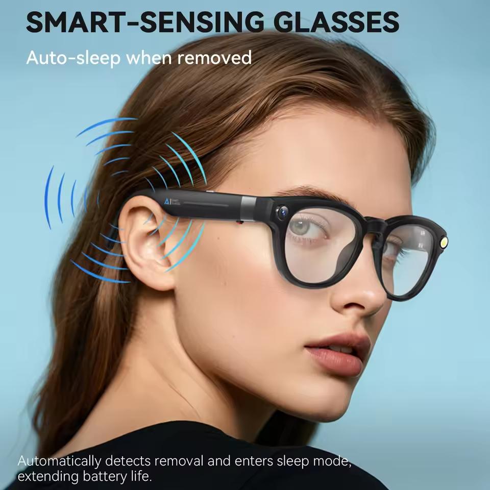New 1080P HD AI Smart Glasses Chat GPT 800MP Camera Bluetooth Call 290mAh Battery WIFI Transmission Waterproof Smart Glasses Men