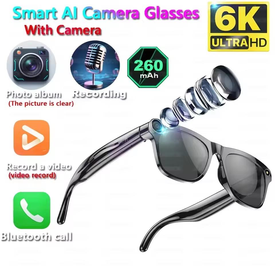 4K HD1080P AI Smart Glasses Photochromic Glasses Video Recording Bluetooth Call Glasses Waterproof Bluetooth Call Playing Music