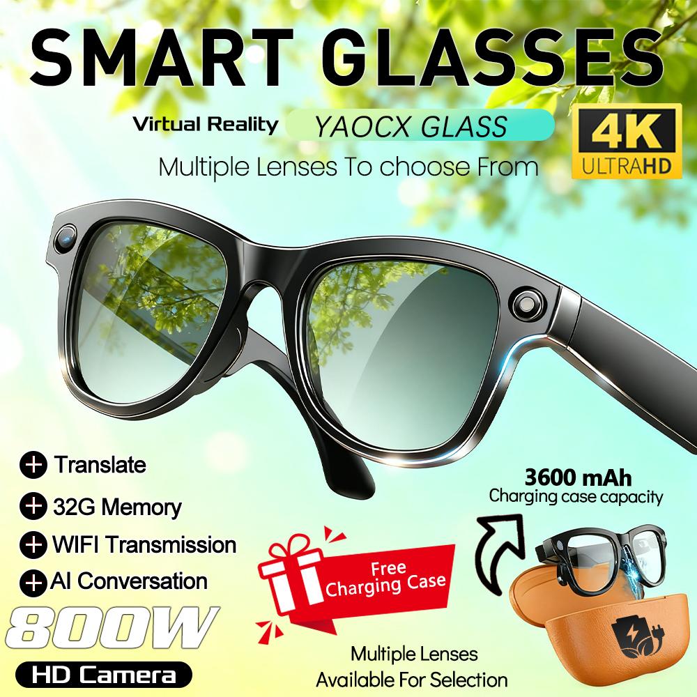 2026 New Smart Glasses with Camera Video Recording AI Photo Recognition Bluetooth Call Voice Translation Sunglasses Men Women
