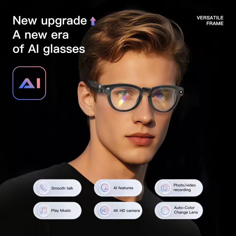 2026 AI Smart Glasses Multifunctional 4K HD Camera Color-Changing Bluetooth Call HD Voice Assistant Music Player Translation Glasses W611