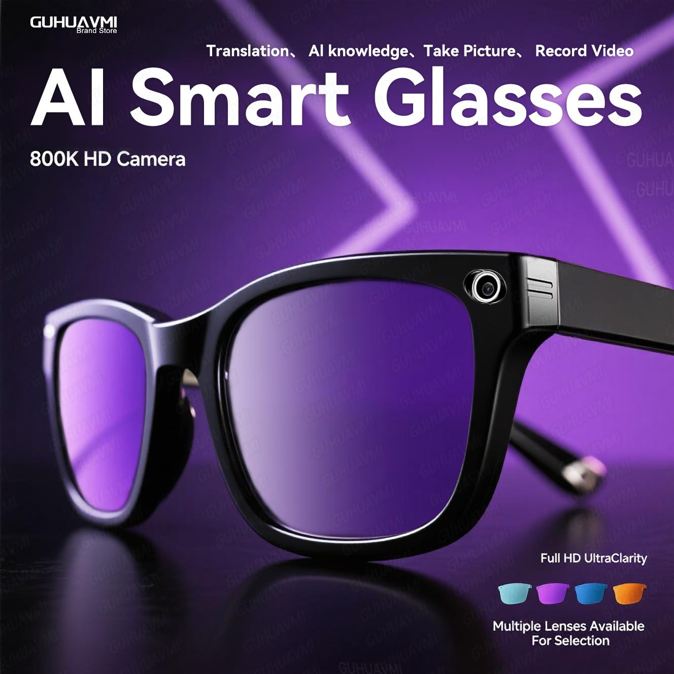 2025 Brand New 8MP Camera Glasses Color-Changing AI Smart Bluetooth Glasses Photo Video Recording Waterproof Call Smart Sunglass