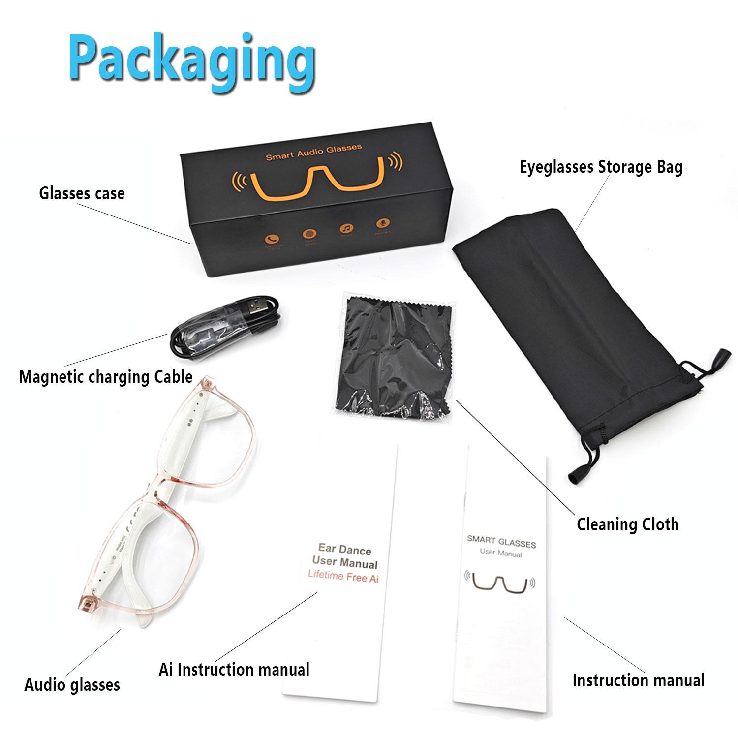 Smart AI translation audio glasses, real-time app translation in over 160 languages, light-sensitive color-changing lenses