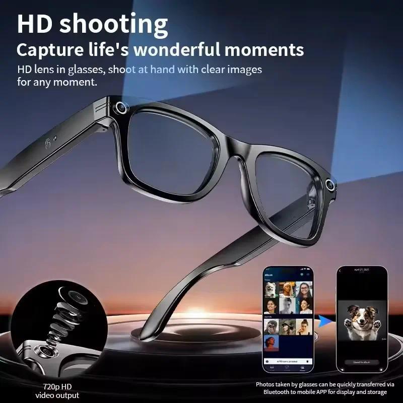 AI Smart Glasses Camera 8M Video Recording With 100+Language Translation Mens Sunglasses Bluetooth Call Music 260mAh ForMen Wome