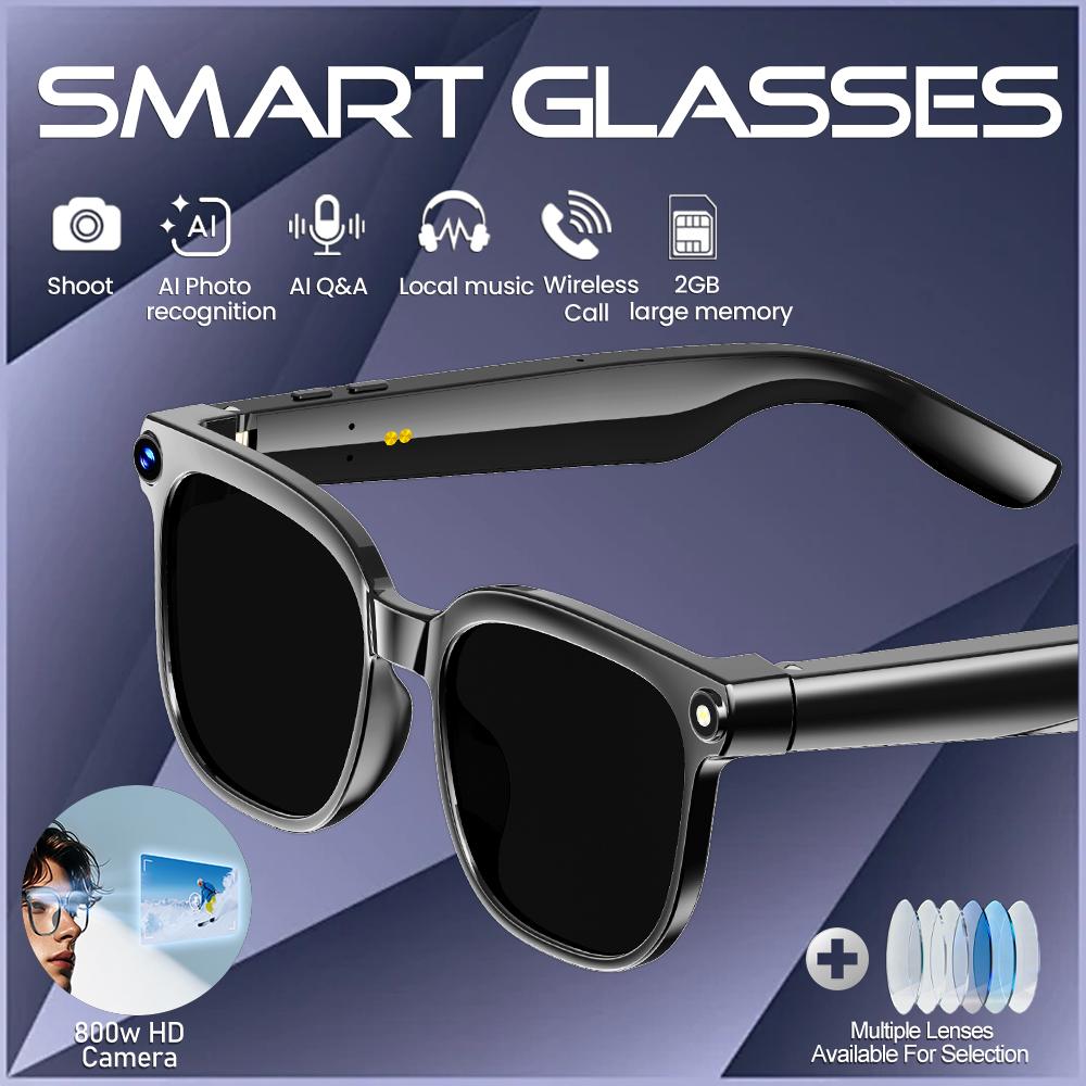 Smart AI Translation Smart Glasses Take Photos Recognizing Objects 4K Camera Bluetooth Music Call Intelligent Recording Glasses