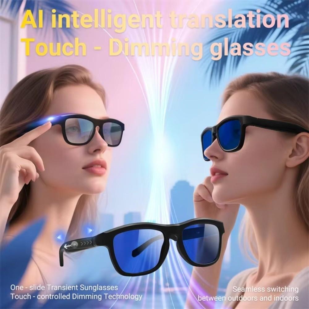 AI Intelligent Translation Smart Bluetooth Sunglasses Bluetooth Call UV Protection Digital LCD Glasses