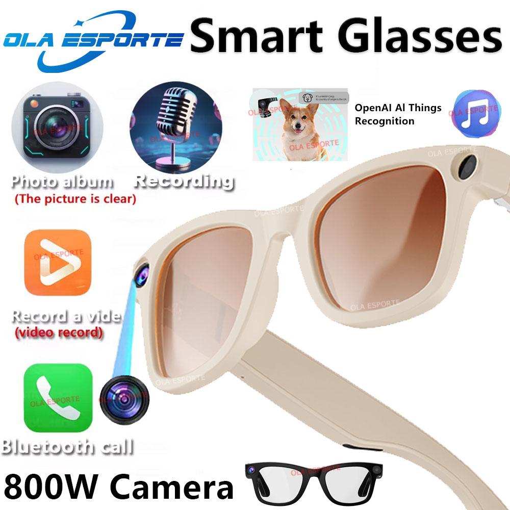 Smart AI Bluetooth Glasses HD 800W pixel Shooting Waterproof Camera Photo Video Voice Call Translation Smart Recognition Glasses