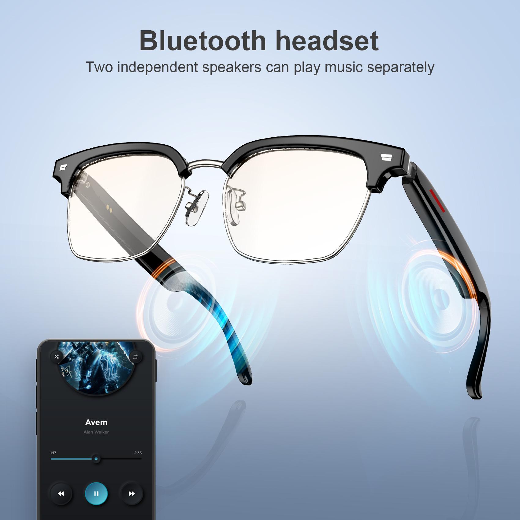 Blackview E1306 Smart Glasses for Men Women Bluetooth Call Outdoor Sport Anti-blue Light Glasses with AI Voice Mic & Speaker