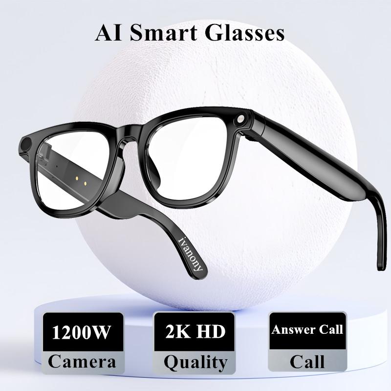 Smart Glasses 12MP Camera 2K HD Image Capture Bluetooth Call Voice Assistant Photo Recognize Video Shooting Noise Cancel Glasses