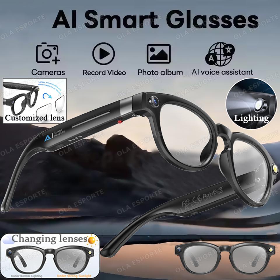 New AI Smart Glasses 4K HD Camera 32GB Memory BT Call Voice Assistant Translate Touch Control Music Player sunglasses Men Women