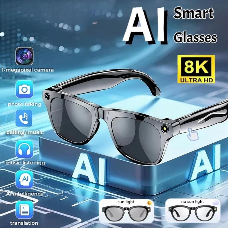Smart 8K AI Glasses With 100mp Camera Chat Gpt Touch Outdoor Sport Sunglasses Bluetooth Calling Music Player For Men Women Gift