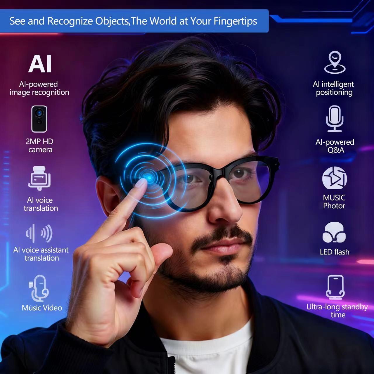 Camera Glass BT V5.3 Sunglasses Glasses 200W Camera Call Outdoor Sports Headphones HIFI Black Technology Anti-touch Unisex