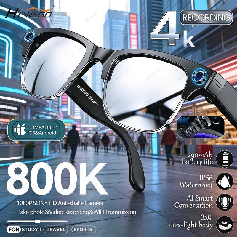 New 1080P Anti-shake Video Recording 800W HD Smart Glasses Men 100+Language Translation WIFI Transmission Call AI Chat Glasses