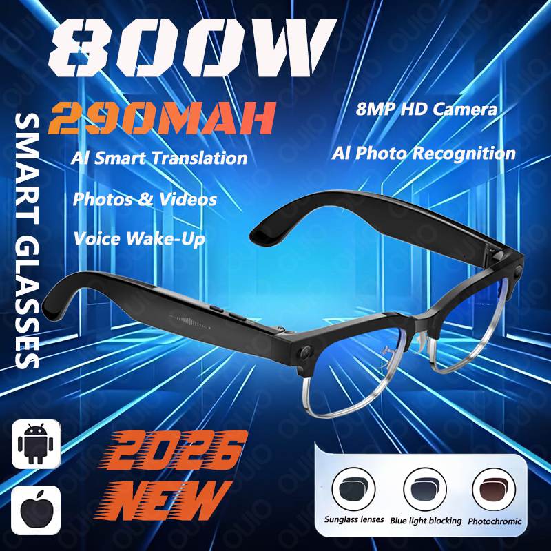 W630 800W HD Smart Glasses Take Photos Record Videos AI Intelligent Translation Music WiFi Transmission Smart Glasses Men Women