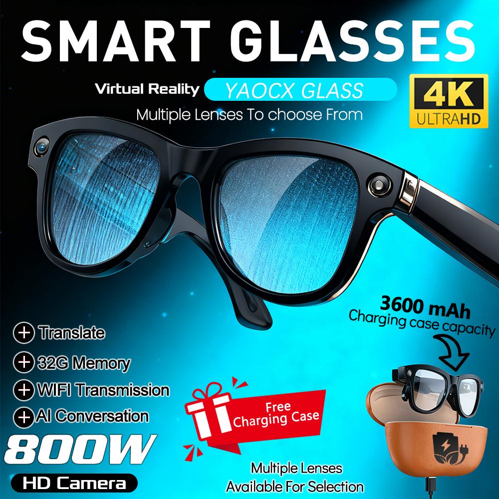 New Intelligent AI Glasses 800W Pixel Camera Video Recording AI Voice Translation Music WIFI Transmission BT Call Smart Glasses