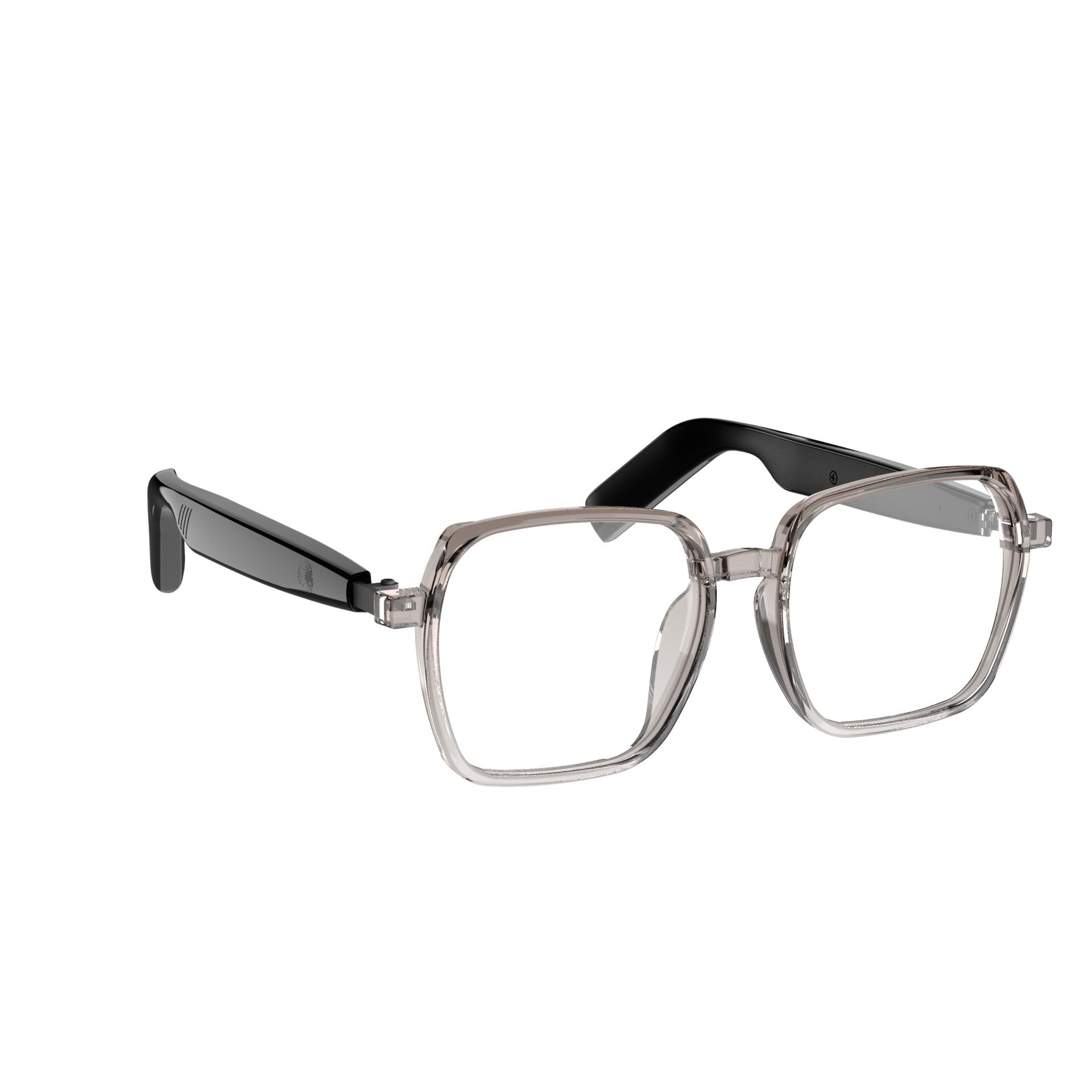 SG22 Smart Glasses, Blue Light Blocking, Fashion Transparent Frame, 8-Hour Music Playback, Unisex Daily Wear 80+80mAh Bettary