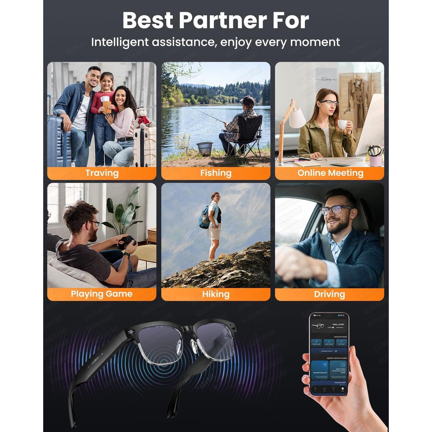 AI Smart Glasses with 800W Pixel Camera Photo Video Recording 120+Language Translation Sunglasses Men Women 2026 New Year's Gift