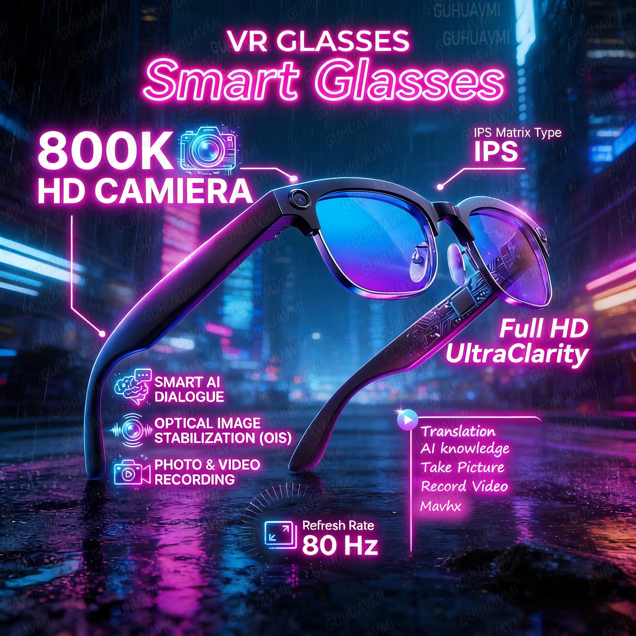 New 4K HD AI Smart Glasses 800w Pixel Multifunctional Camera Ultra Bluetooth Call Voice Assistant Music Player Smart Translation