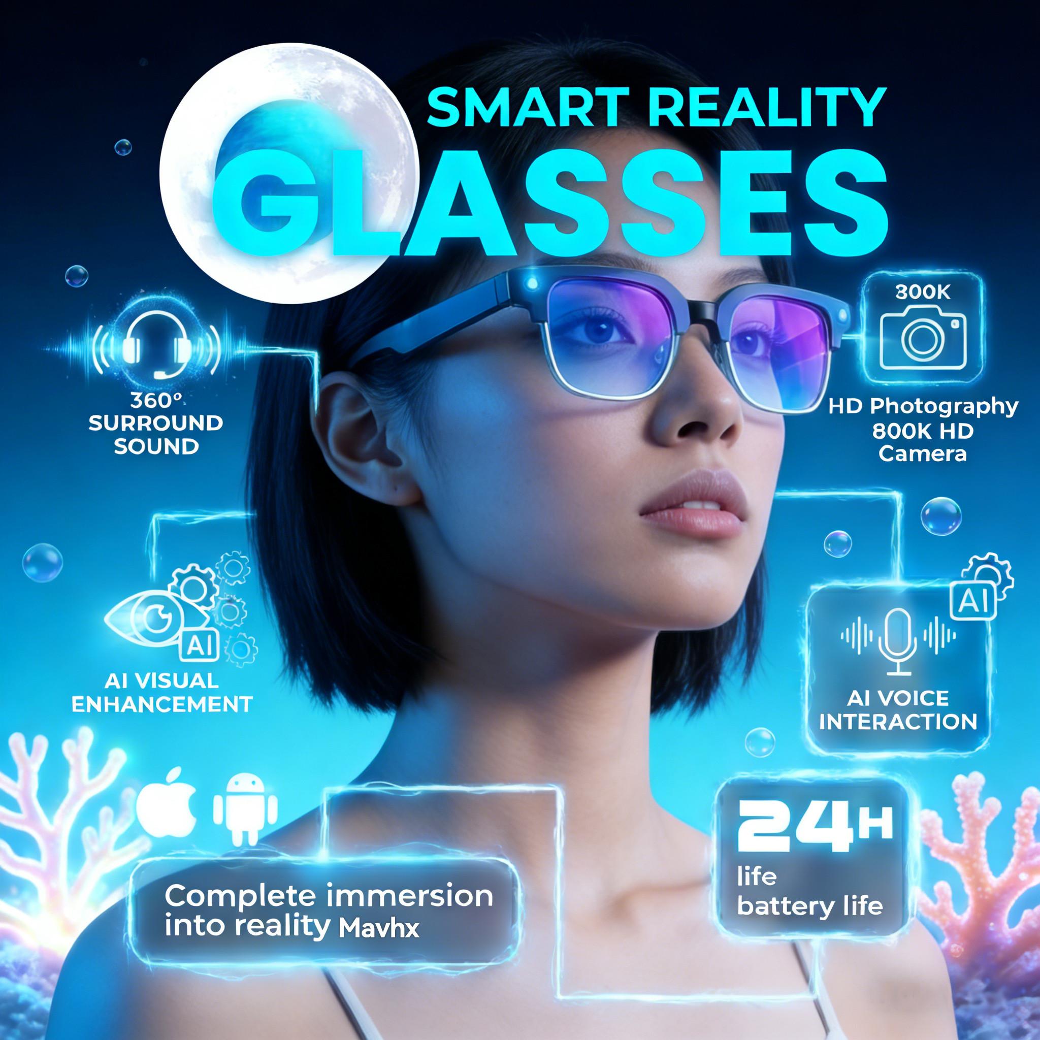 2026 New 4K HD 800W Pixel Dual Camera Smart Glasses Men 1200P Video Recording AI Chat WIFI Transmission Translation Call Glasses