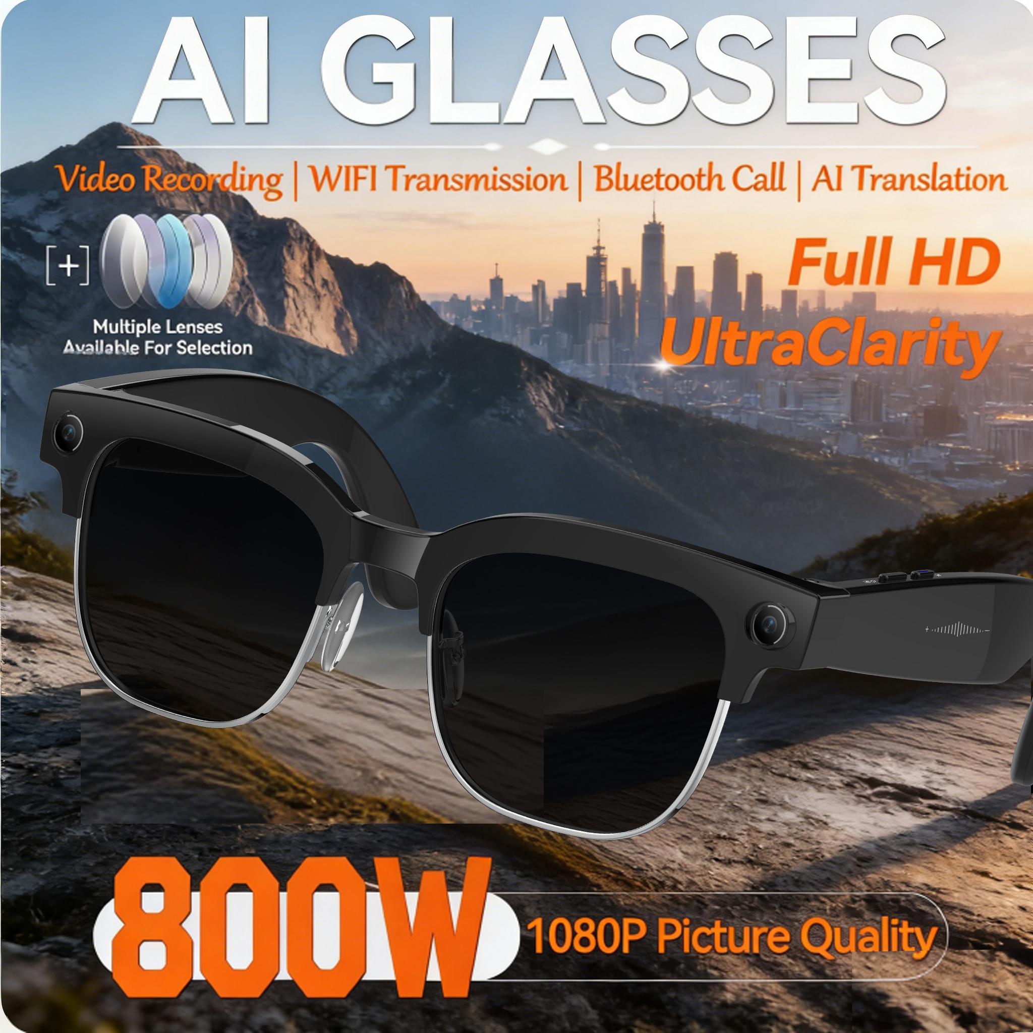 2026 smart glasses bluetooth camera Recording Videos AI Photo Recognition Answer 100+ Languages Translation Music Play Men Wome