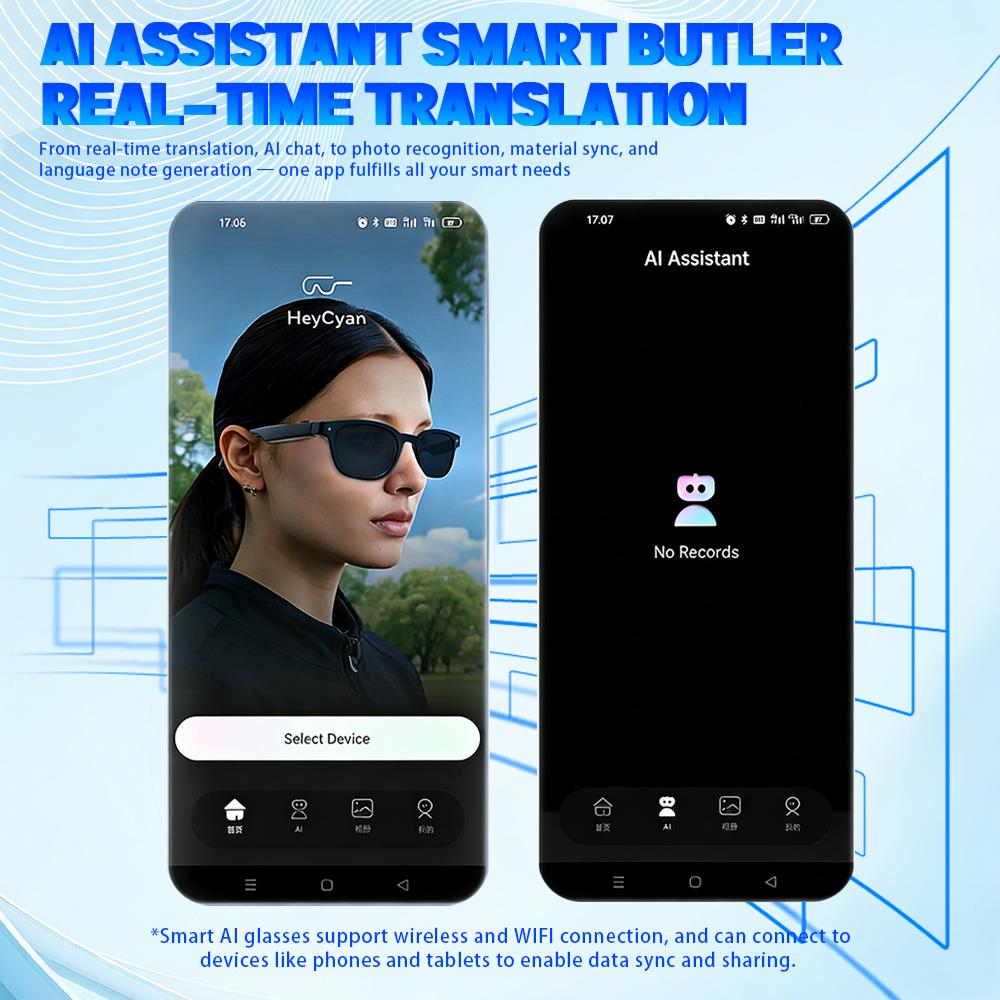 Ai Smart Glasses With 8MP HD Photo And Video Recording Sports Anti Shake Color Changing Lenses Real Time Translation Bluetooth