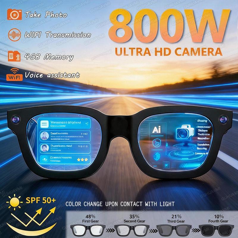 2026New Smart Glasses with 8MP Camera Video Recording AI Photo Recognition Bluetooth Call Voice Translation Sunglasses Men Women