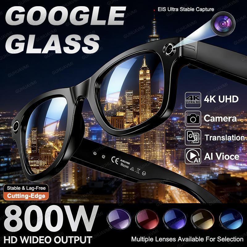2026 New AI Smart Glasses AI Translation 800W HD Camera 4K Shooting Image Conversation Recording Listening To Music SmartGlasses