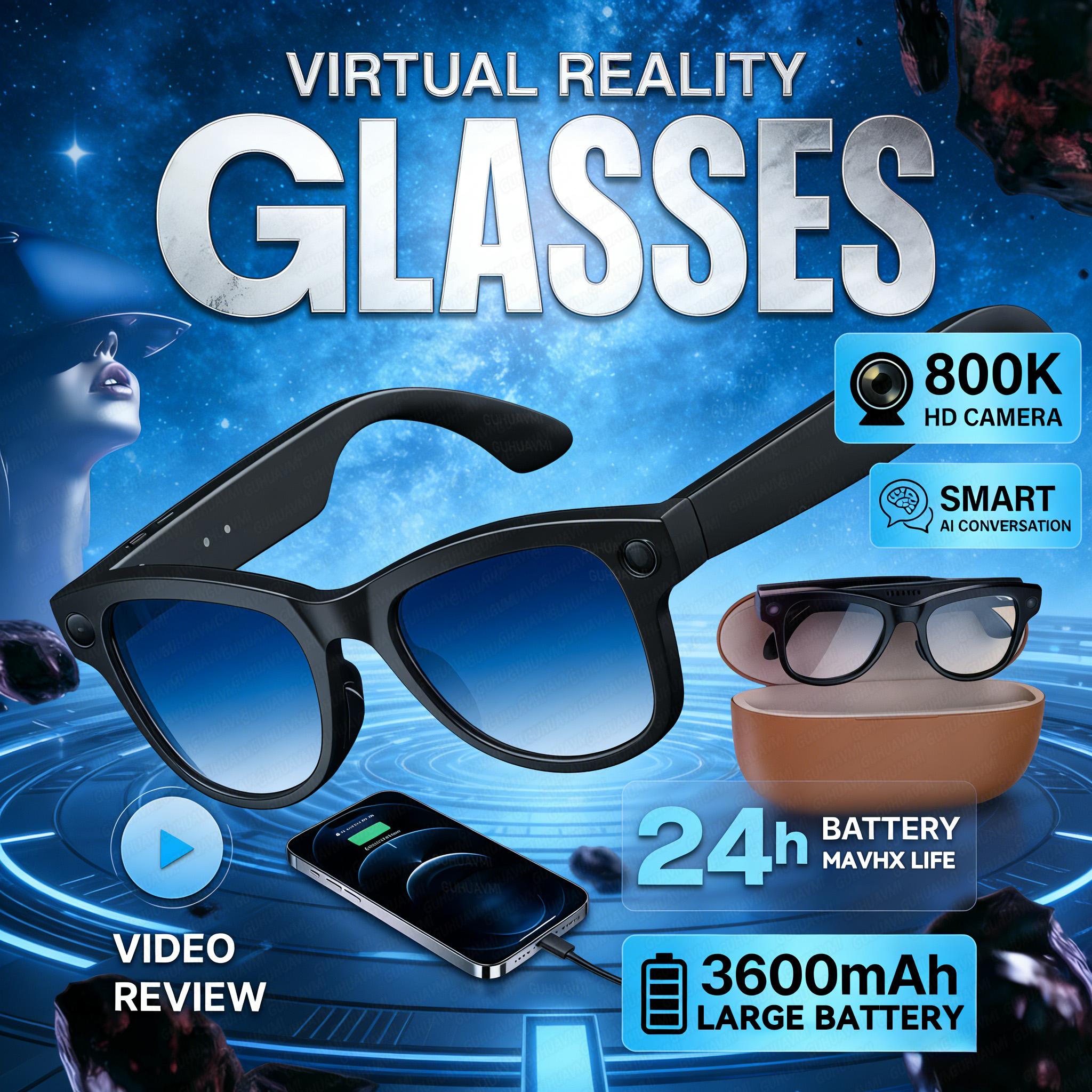 2026 Upgrade Comes With Charging Case smart glasees Camera Video Recording AI Photo Recognition Translation Voice Sunglasses Men