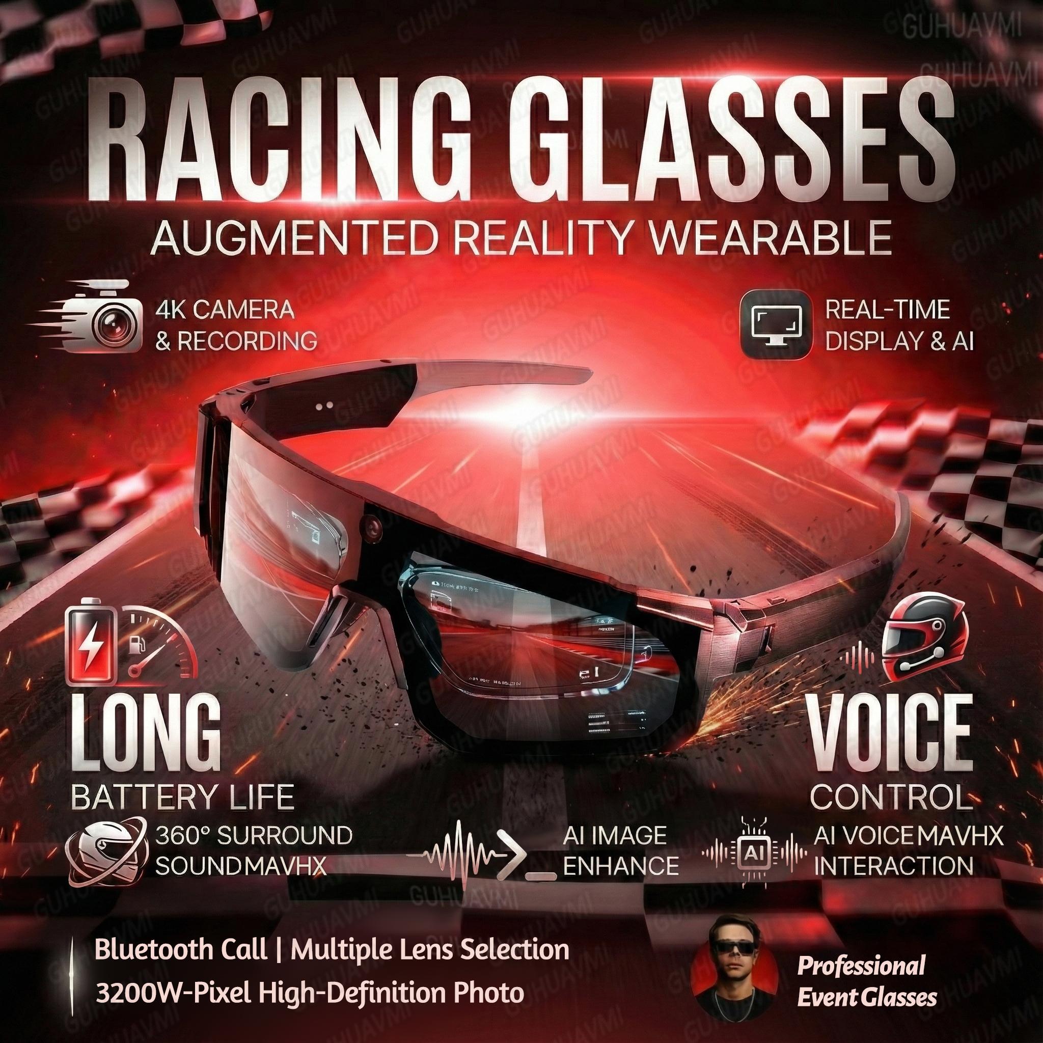 Smart Video Sunglasses 1200P 30fps Action Camera 32GB WiFi App Transfer Dual Anti Shake AI Object Identify Fast Charge Glasses