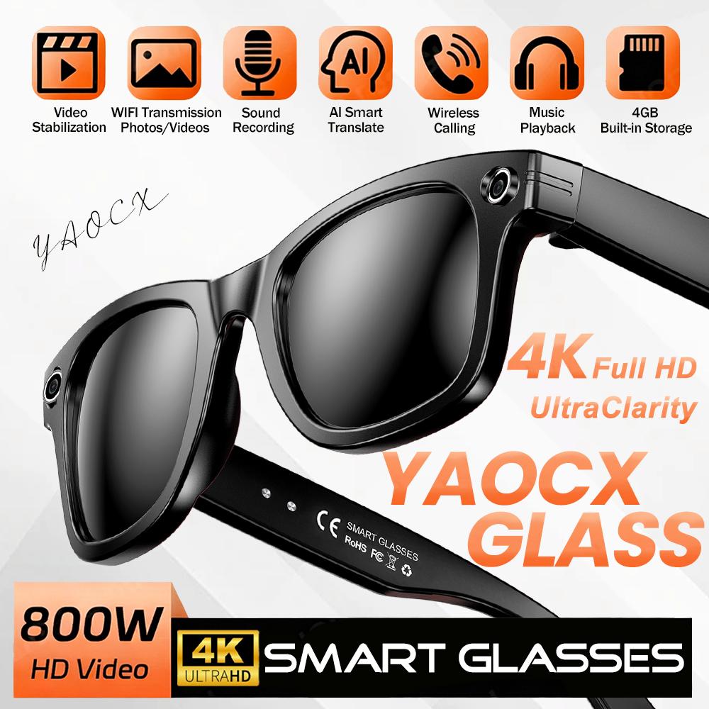 2026 800W 4K UHD Camera Smart AI Glasses Recording Videos Photo Recognition Al Voice Translation 270mAh Bluetooth Smart Glasses