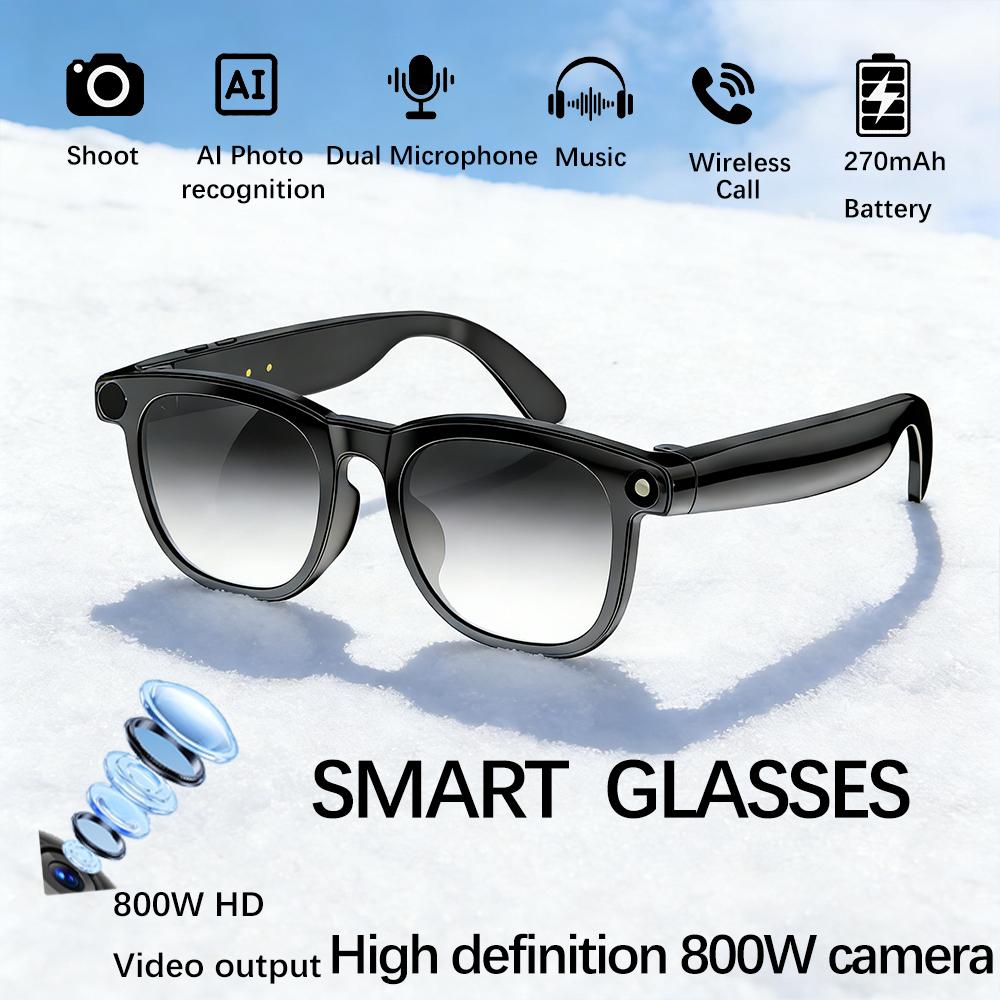 Smart Glasses 800W Pixel Camera Photo and Video Sunglasses Al Conversation Translation Office Meeting Music AI recognition