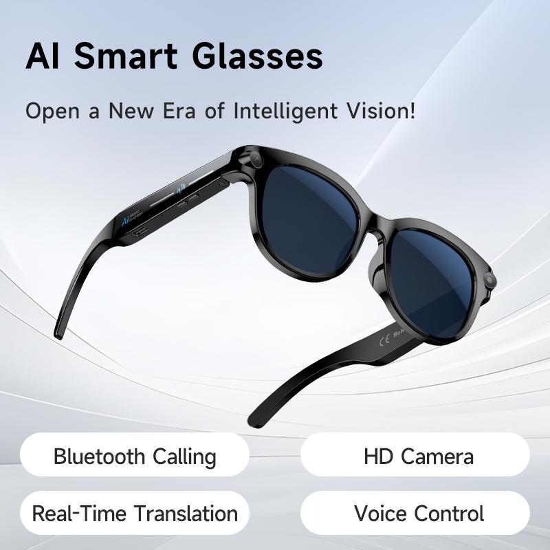 2026 AI Smart Glasses AI Translation Sunglasses Bluetooth Calling Music Player Camera Control Anti blue Light Glasses Men Women