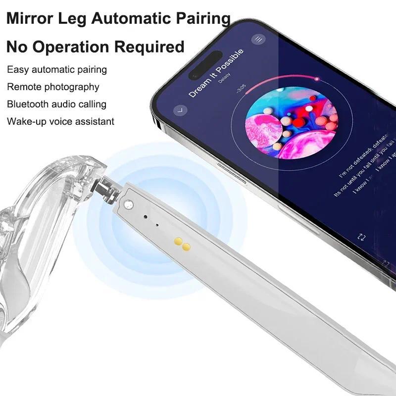 AI Real time Translation Smart Glasses Wireless Bluetooth Call & Voice Assistant Touch Control Glasses with Mic Speaker Earphone