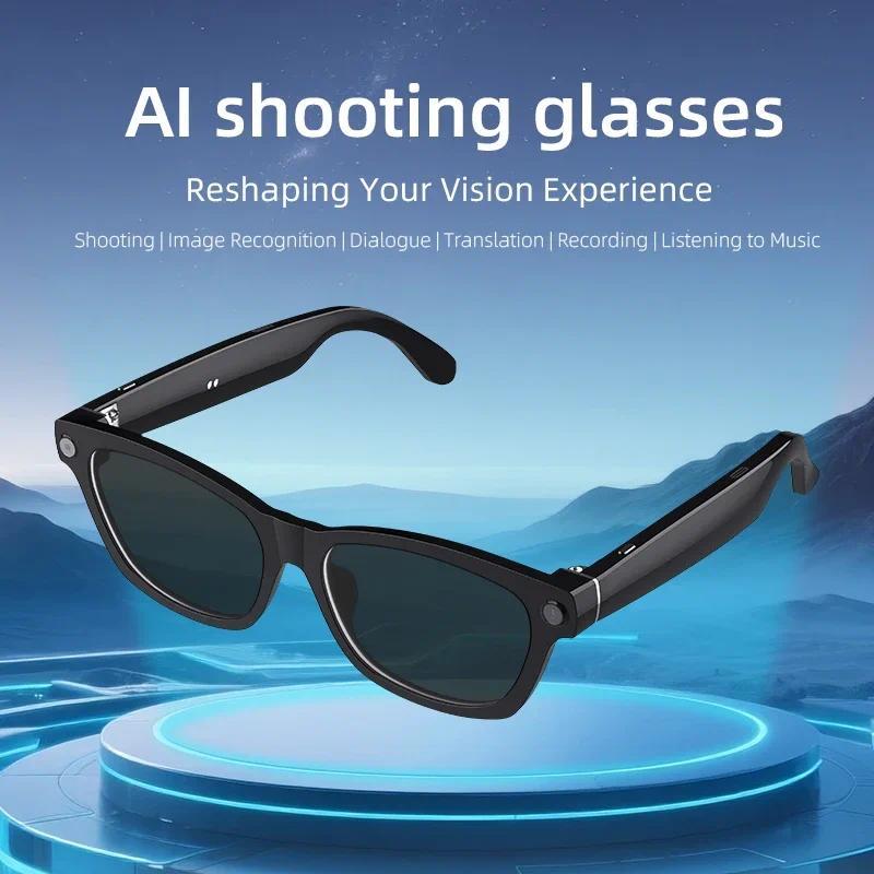 AI Smart Glasses 4K HD 800W Pixel Camera Video Outdoor Sport Sunglasses AI ChatGPT Translation Recording Bluetooth Call Glasses