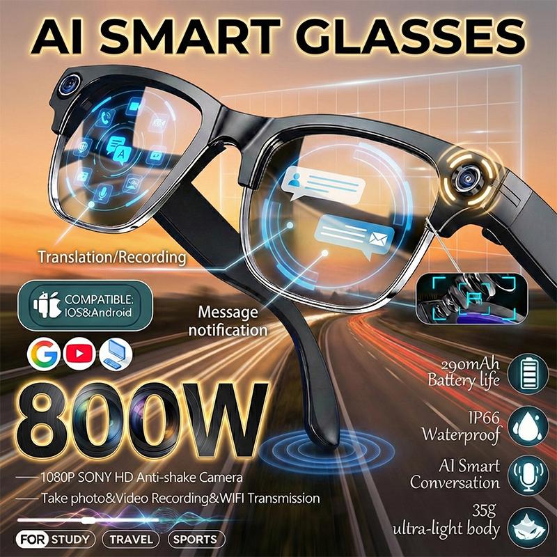 2026 New Upgrade Smart Glasses With Camera Video Recording AI Photo Recognition Bluetooth Call Translation Voice Sunglasses Men