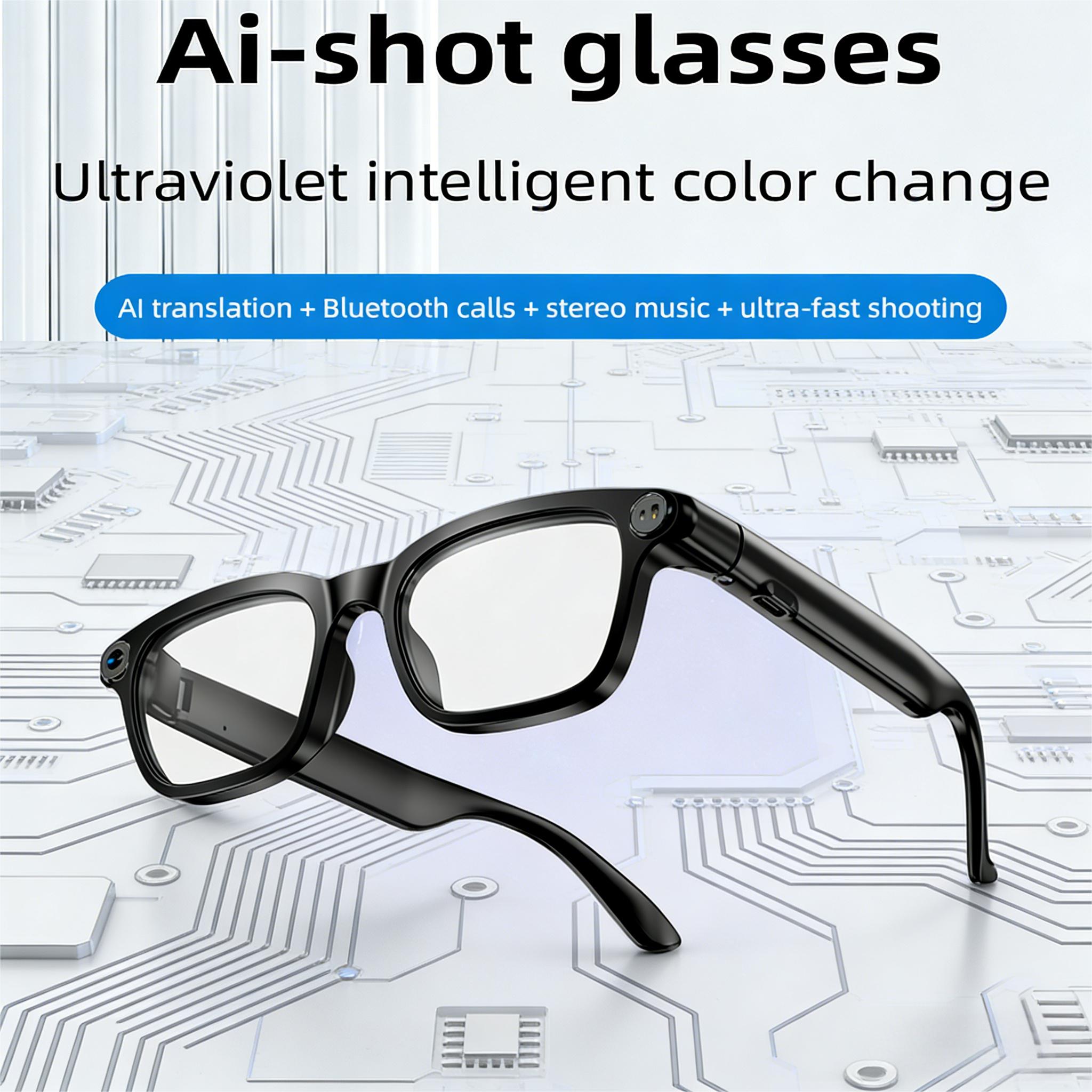 New 800W Smart Video Glasses with Camera 1080P HD video recording 4K resolution Photochromic lenses AI translation Voice assista
