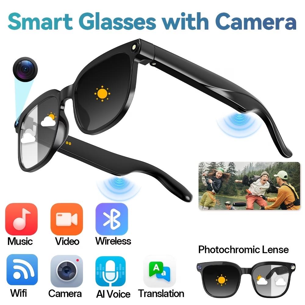 AI Smart Video Glasses, equipped with an 8 megapixel camera, supporting 4K HD video recording, wireless calling and music