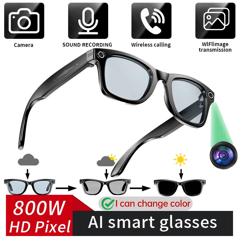 AI Smart Glasses 800W Pixels 4K HD Camare Video Outdoor Sport Sunglasses ChatGPT Recognition Translation Bluetooth Call glasses